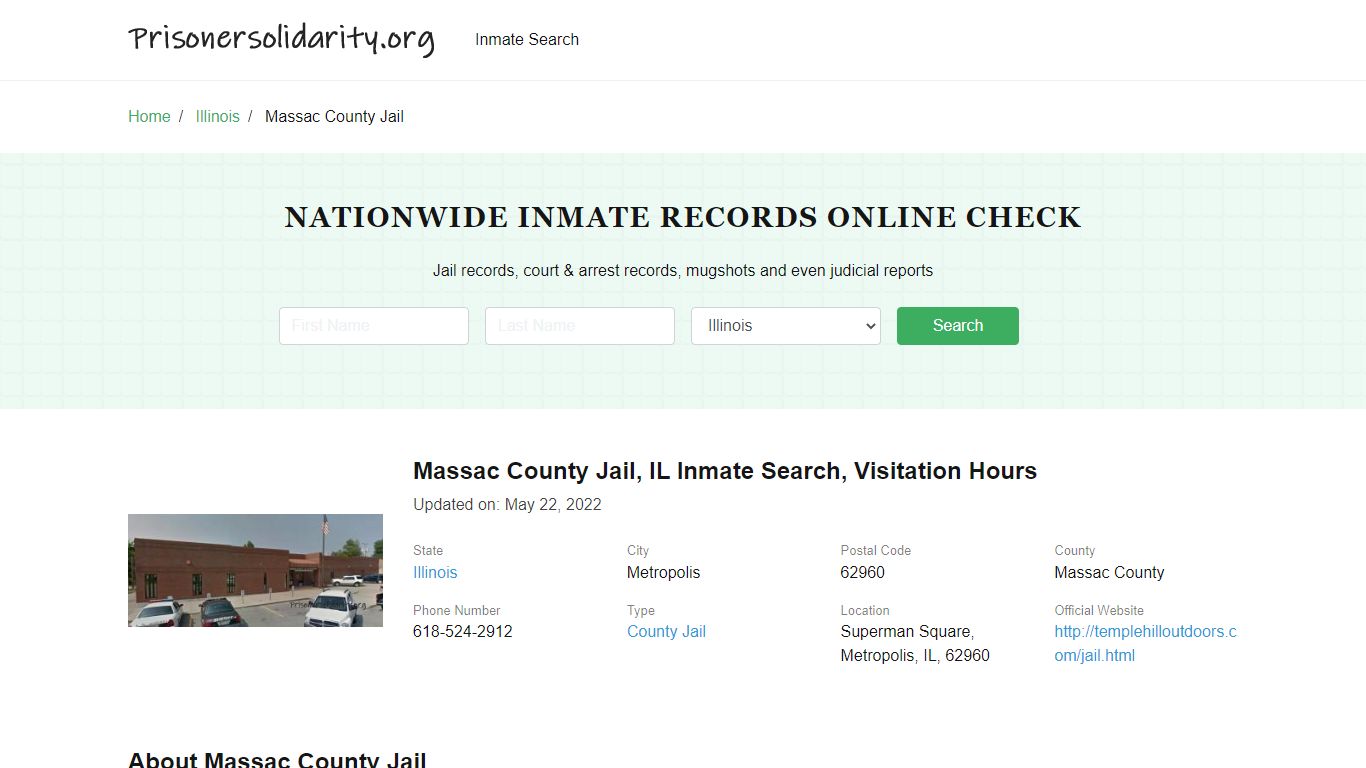 Massac County Jail, IL Inmate Search, Visitation Hours